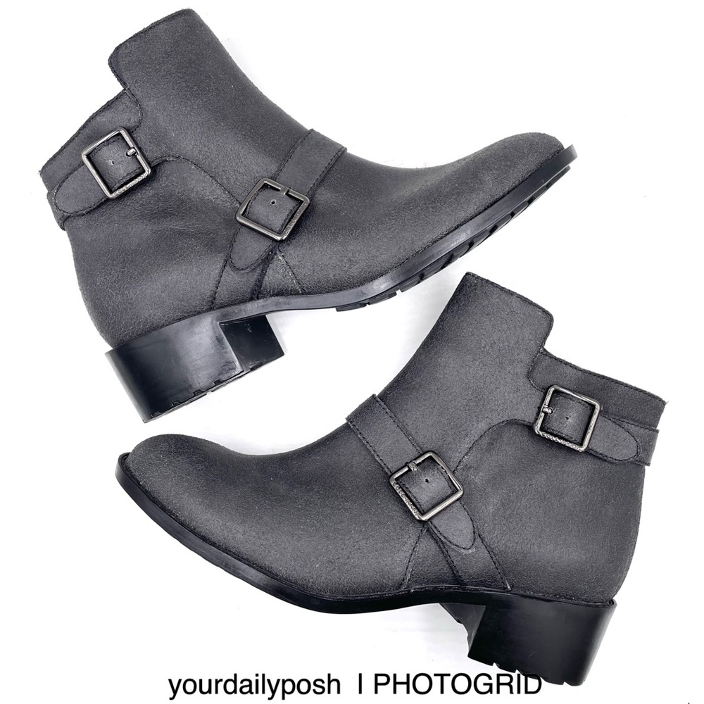 Waxed black leather Cole Haan Rooney ankle boots US 7B